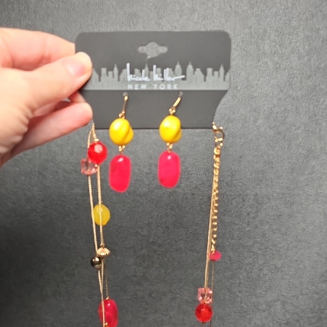 Vibrant Yellow And Pink Necklace By Nicole Miller New York